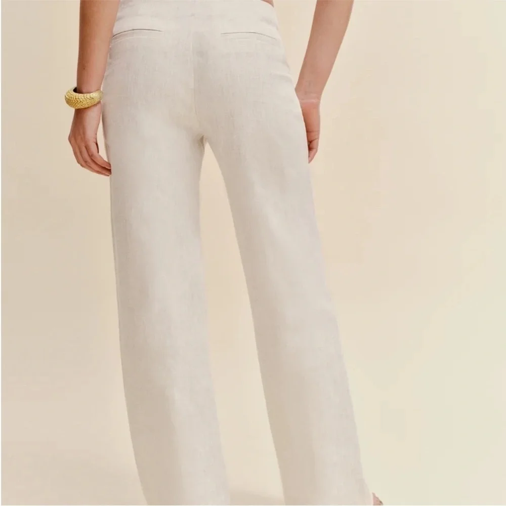 Reformation Pants Alex Linen Wide Leg in Oatmeal